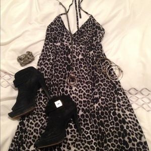 Express Leopard Halter Top Dress - size small
