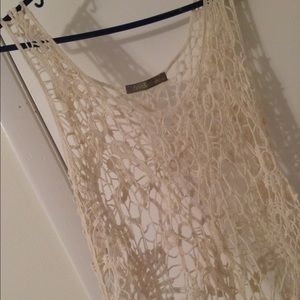 👗 Small/Medium Beige crochet shirt &/or cover-up!