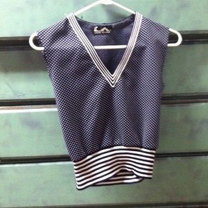 Vintage 70's Blue Polka Dot Crop Top