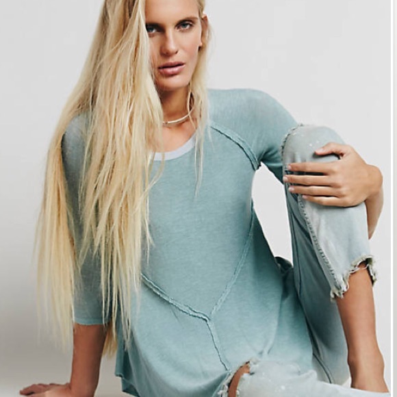 Weekend layering teal and grey top