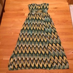 Strapless chevron maxi dress