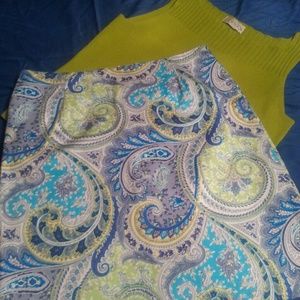 *Melly M* Blue-Green Multi Fully Lined Skirt