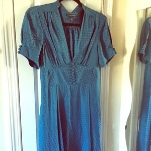 Teal blue polkadot dress