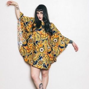Amazing Psychedelic Vintage Winged Mini Dress