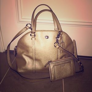 Coach - Peyton Leather Cora Gold Satchel - Rare!!