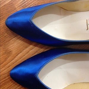 Pair of ladies royal blue satin heels