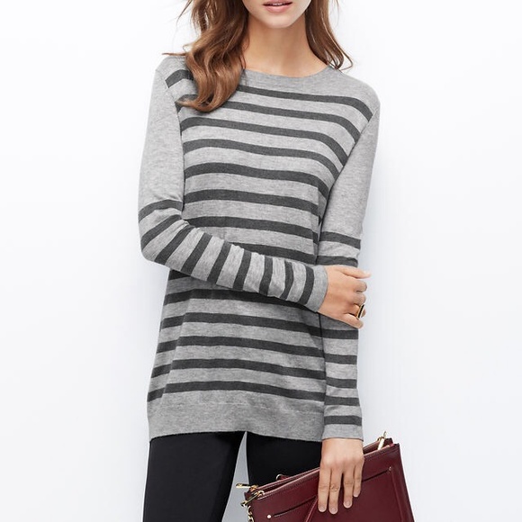 Ann Taylor gray striped sweater