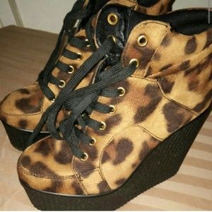 Cheetah print wedges