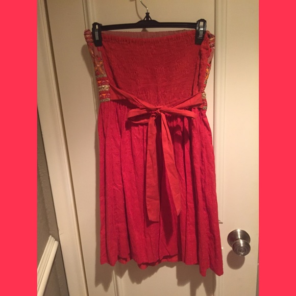 Red Strapless Dress - Picture 2 of 3