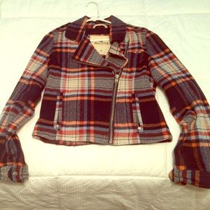 Hollister plaid biker jacket