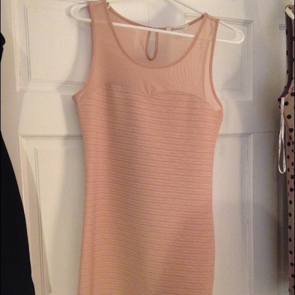 Forever 21 Dresses & Skirts - Nude bodycon dress with mesh on top
