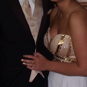 Rose Gold and White Prom Dress