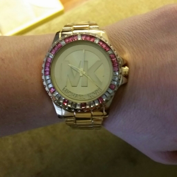 Authentic Michael Kors gold and crystal watch