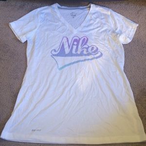 Nike Dri-Fit top in white, size L