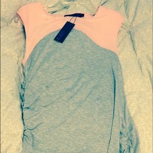 IsabelLu NWT fitted ruched heather grey&pink dress