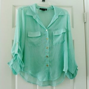 Sheer light green top