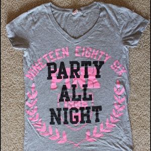 Long V neck grey Party All Night tee