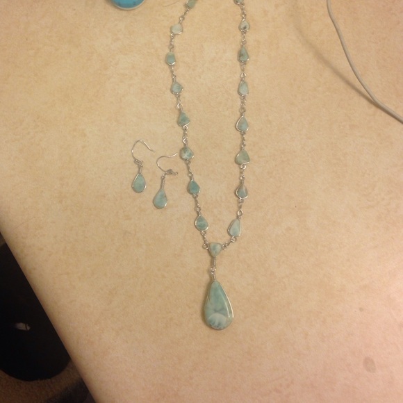 Aqua Virgin Islands earrings necklace