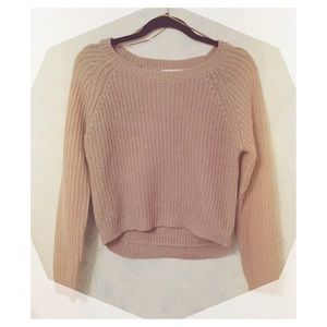 Khaki Cable Knit Crop Sweater