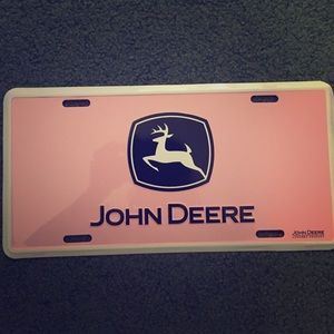 Pink john Deere license plate