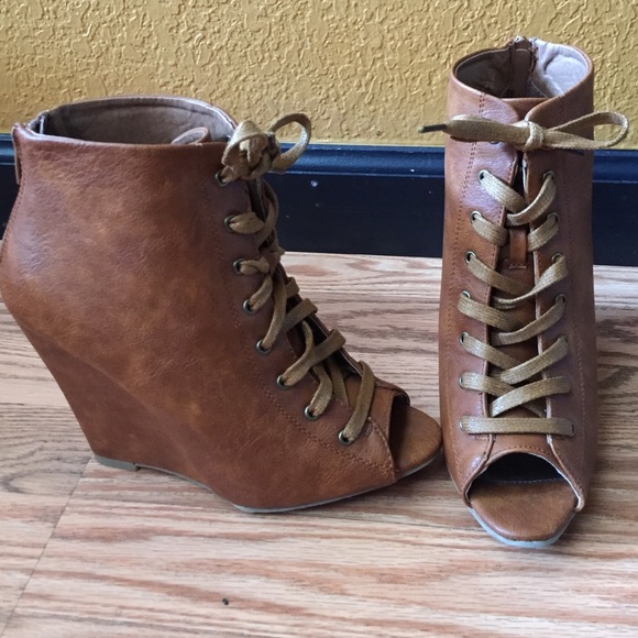 Cognac Wedge Booties