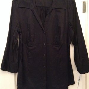 Black 3/4 length women's button up in a size L.
