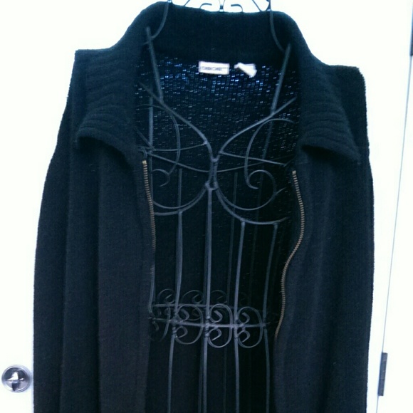 Cherokee Black Chenille Zip Cardigan Sweater