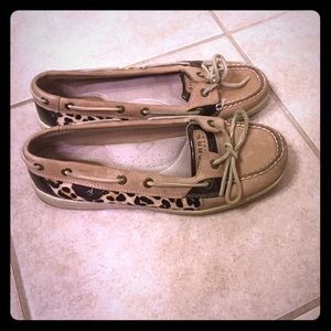 Sperrys cheetah print slip ons