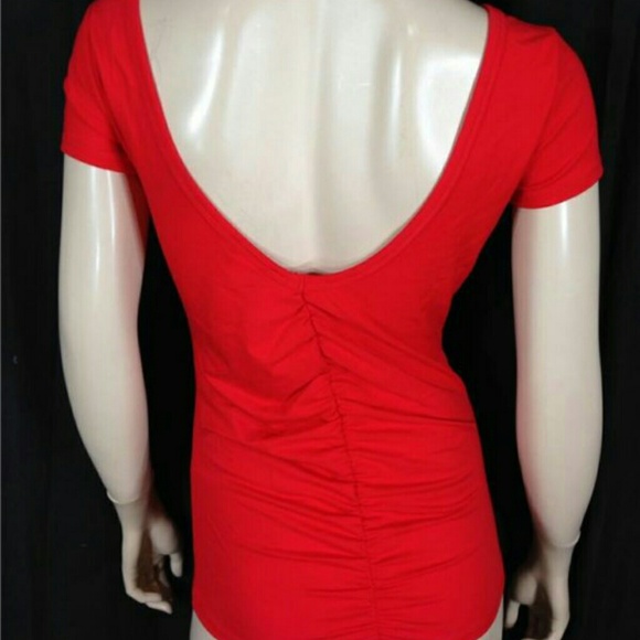 Moda international (VC) low scoop ruched back top.