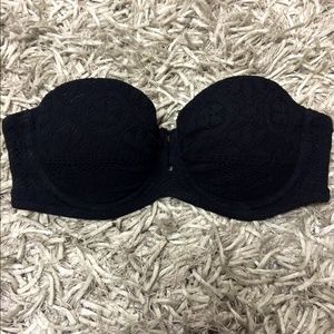 Black strapless lace push up swim top VS