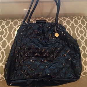 Black Quilted Patent Leather Big Budda Purse