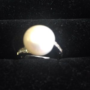 White pearl 925 silver ring