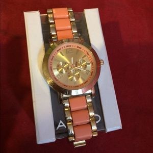 pink and gold watch