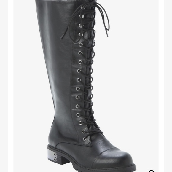 Lace up tall combat boots (ALL BLACK)