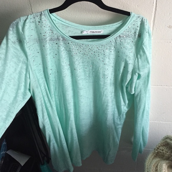 Maurice's mint green sparkly top