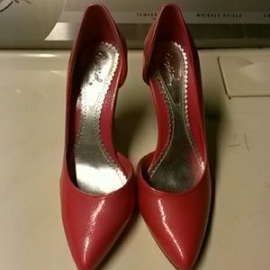 Faux snae skin fuchia heels