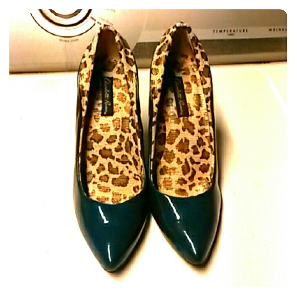 Blue and cheetah heels