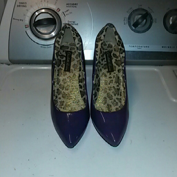 Purple cheetah heels