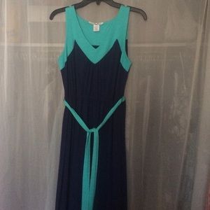 Navy and Turquoise maxi dress