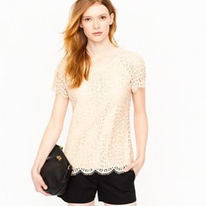 J Crew scalloped lace tee