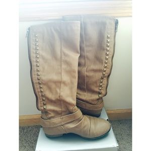 Brown studded boots
