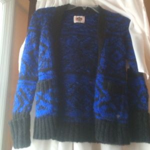 Juicy couture black and blue cardigan sweater