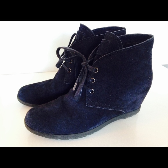 Prada Hidden Wedge Ankle Boots in Navy - Picture 1 of 4