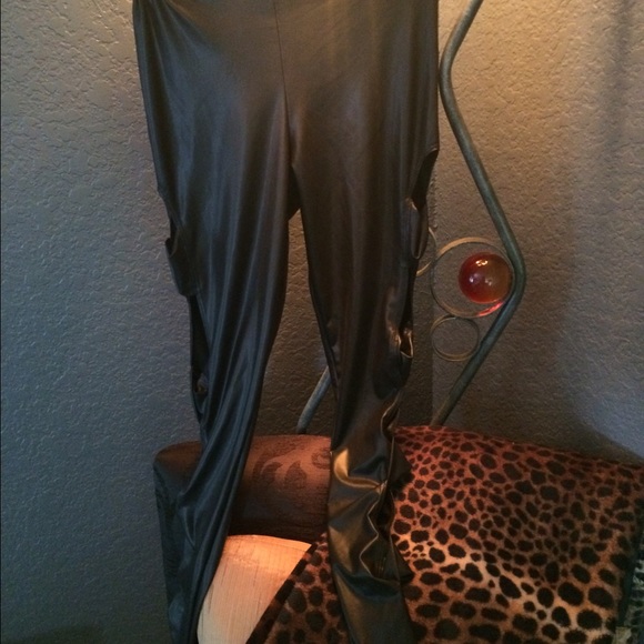 Black leather tights - Picture 2 of 2