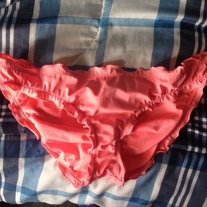 Victoria's Secret Neon coral ruched swim bottom