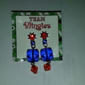 New blue and orange blingies earrings