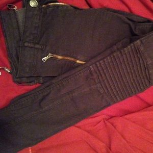 Zara Medium Rise Moto Jeans