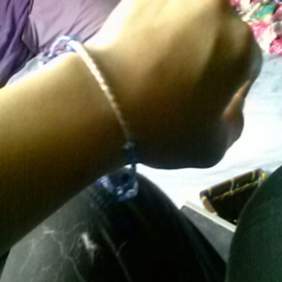 A cute everyday blue and silver bracelet