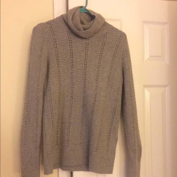 LOFT grey sweater eyelet
