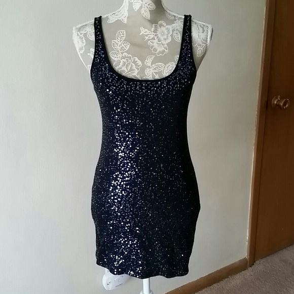 Black & Navy Blue Sparkle Dress